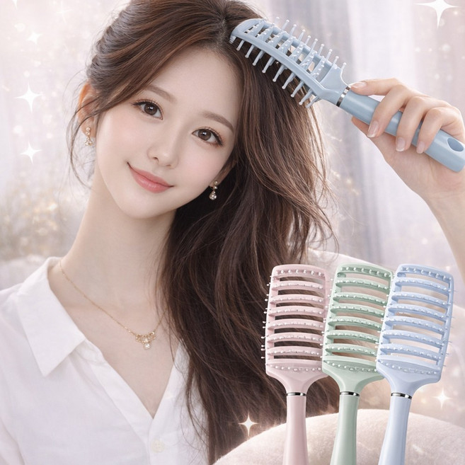 뿌리볼륨 헤어빗 롤빗 드라이 앞머리 볼륨업 픽서 빗 3종세트, 3개, 핑크+민트+블루