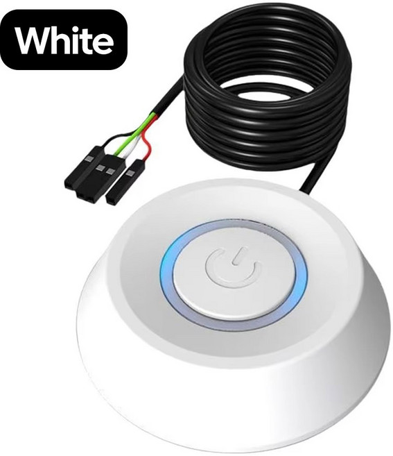 NNBILI 컴퓨터 데스크탑 스위치 1.8M LED 조명 PC 마더보드 외부 시작 전원 켜기/끄기 버튼 홈 오피스용 연장 케이블, [01] 1.8M, [01] Style B White