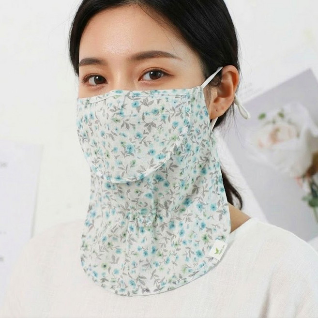 로튼 국내제작 지지미 마스크 분리형 자외선차단 골프 등산 스포츠 햇빛가리개, 1개, 민트 풀잎