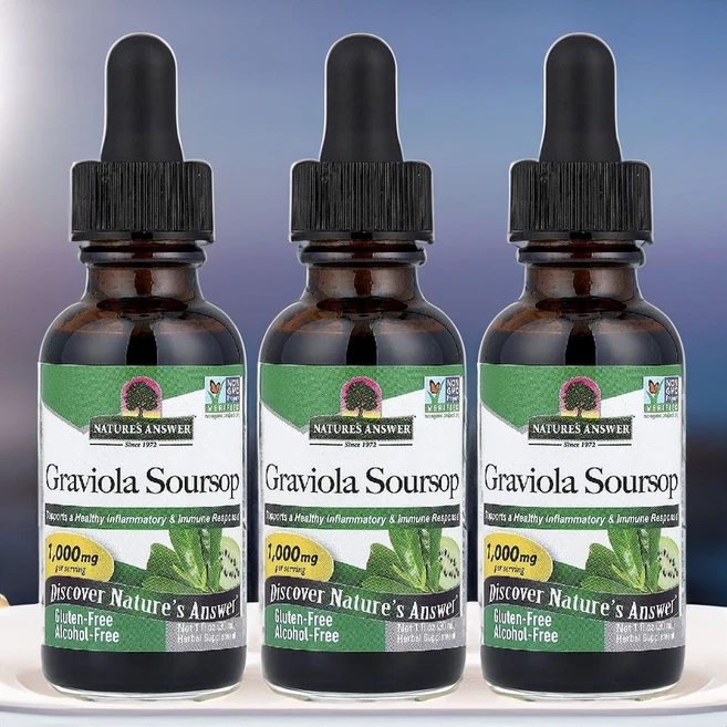 네이처스앤서 그라비올라 허브 액상 스포이드 소스솝 1000mg 30ml 3병, 3개 - 쿠팡