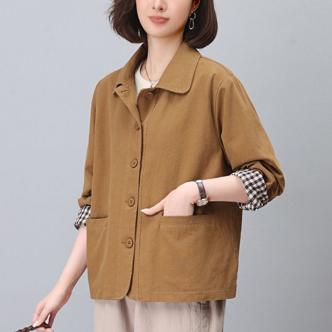 중년여성 빅사이즈 자켓 봄가을 간절기 엄마룩 캐주얼룩 트렌디 패션 루즈핏 캐주얼 시크 하객룩 심플 오버핏 아우터 바람막이 코트