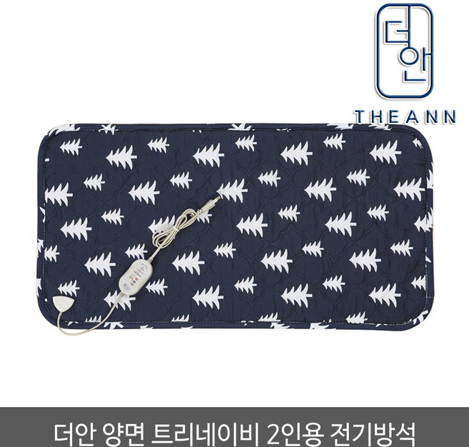 더안 양면 극세사 온열방석 전기방석, 45 x 90 cm(2인용), 양면 트리네이비