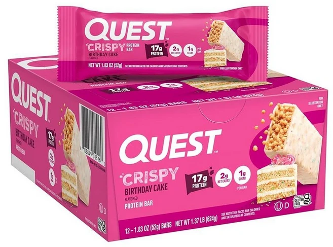 퀘스트 히어로 프로틴바 크리스피 3가지맛 버라이어티팩 12개입 미주 출고 Quest, 1개(12개입), 생일 케이크 - 쿠팡