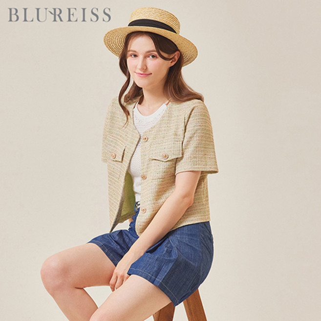 블렌딩 포켓 트위드 써머 자켓_BI5M1JK1021