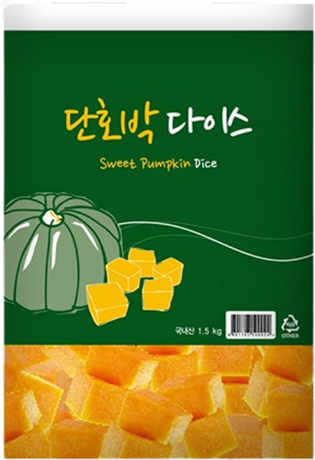 [아이스박스+드라이아이스포함] 단호박다이스 냉동, 1.5kg, 1개