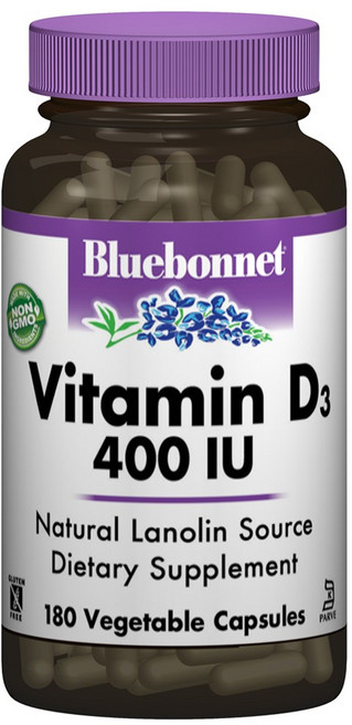 Bluebonnet 維他命D3 400IU植物膠囊 無麩質, 180顆, 1罐