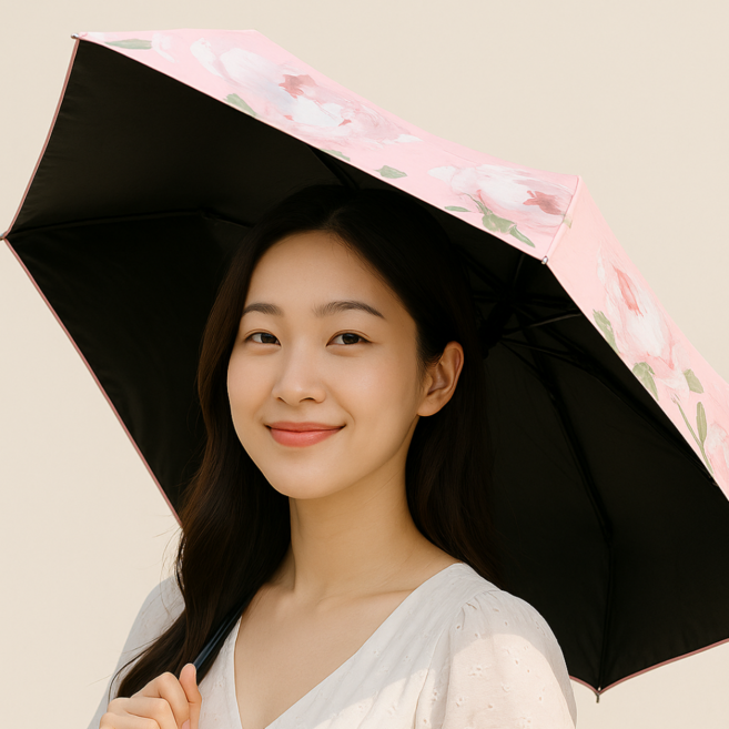 초경량 암막 양산 휴대용 가벼운 미니 5단 초소형 여름 UV자외선차단 우양산 우산겸용 꽃무늬 명화