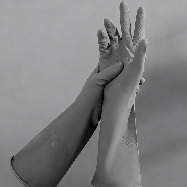 WHH 주방용 튼튼한 니트릴 소재 강력한 고무장갑, 5개, 대형(L), 모란디 그레이