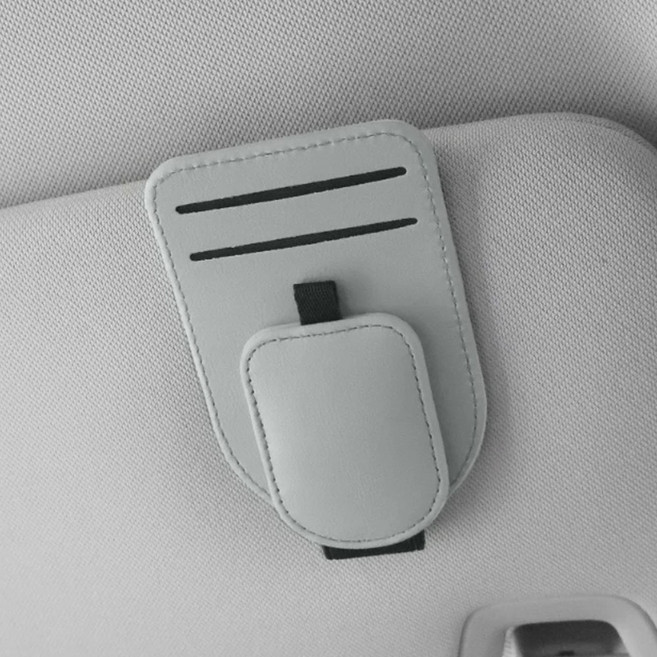 NJM 차량 선바이저 썬글라스 홀더 클립 카드홀더 겸용, 1개, 그레이