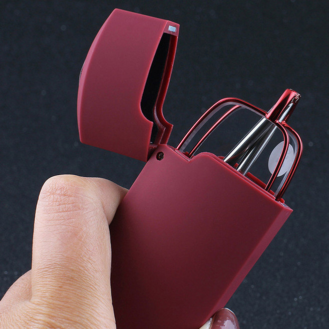 에코벨 휴대용 접이식 하드케이스 돋보기/독서용 선물용, 휴대용 접이식 하드케이스 돋보기 레드, 1개