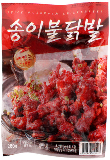 원앙에프엔비 송이불닭발 280gX5팩+꼬마단무지 1팩 증정/ 닭발 발목에만 뼈가 있는 닭발 / 천지농산, 5개, 280g