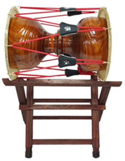 한마음 국악사 고급 황색 브러쉬 장구세트 다이포함, 42X51cm(1자7치), 64cm, 1개