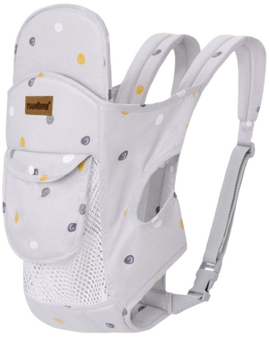 嬰兒背帶 新生兒背帶 多功能背帶 背巾 抱帶 橫抱 後背帶 前抱式背帶, 1入, 灰色圈圈