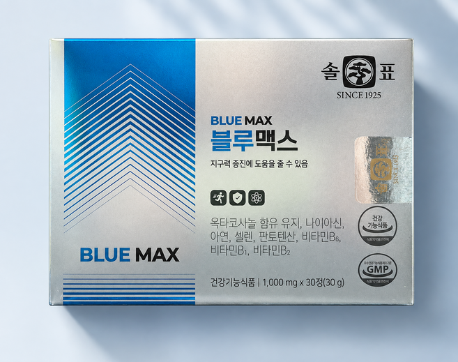 2위 - 솔표 블루맥스 남성활력 지구력 옥타코사놀 아연 비타민B 1개월분, 30개, 1g