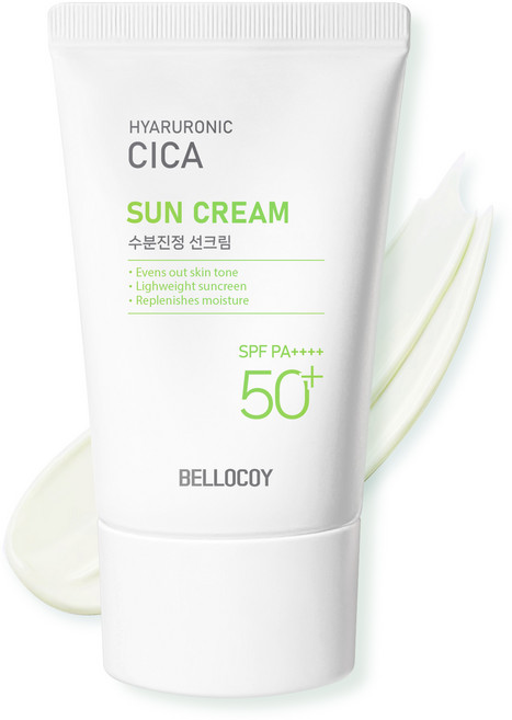 히알루론산 시카 수분 선크림 SPF50+ PA++++ 혼합자차 페이스 바디 백탁 눈시림 끈적임없는 톤업 썬크림, 1개, 50ml