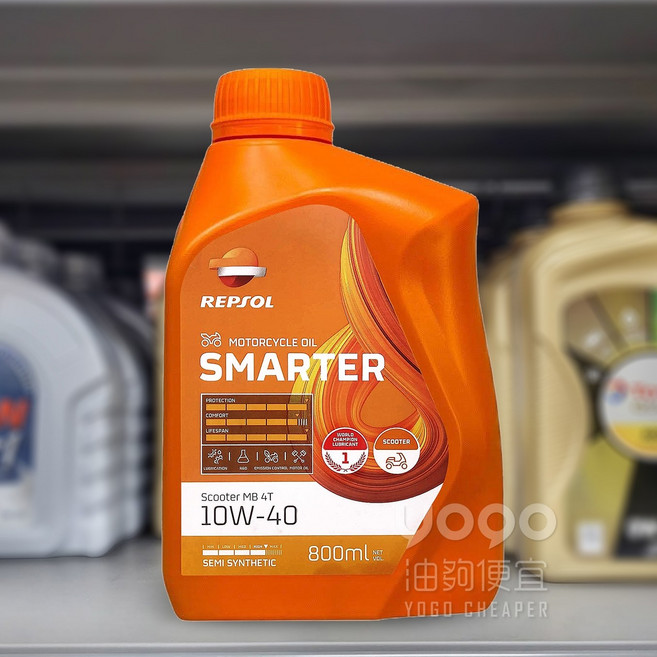 REPSOL SMARTER 機車機油 10W-40 800ml 半合成, 1個
