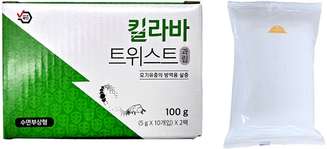 킬라바트위스트 과립 100g + 물티슈20매 모기 유충 퇴치 박멸 구제 정화조 수서 과립형 살충제 모기약, 1개, 킬라바트위스트100g