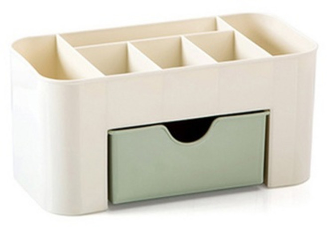 화장품정리바구니 칸칸수납통 화장대소품정리함 그린, 파스텔 그린 화장품 수납 정리함 [DARA18], 1개