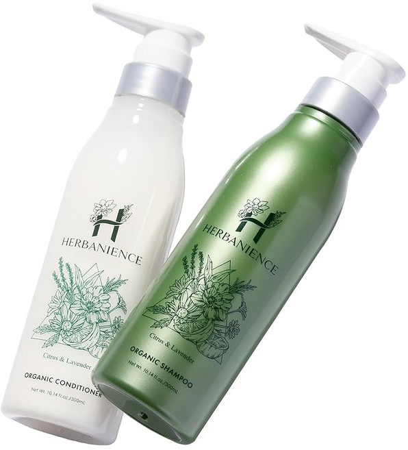 사쿠라노모리 하버니언스 차세대 유기농 샴푸 & 컨디셔너 천연 유래 100% 비 실리콘 무첨가 처방 아미노산 각 300ml 감귤류 & 라벤더, 1개, 1g