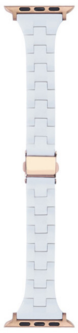 포유 애플워치 원터치 슬림 골드 세라믹 파스텔 스트랩 시계줄 줄질 밴드, 애플워치 슬림골드 세라믹 파스텔 스트랩, 화이트, 38/40/41mm(공용)