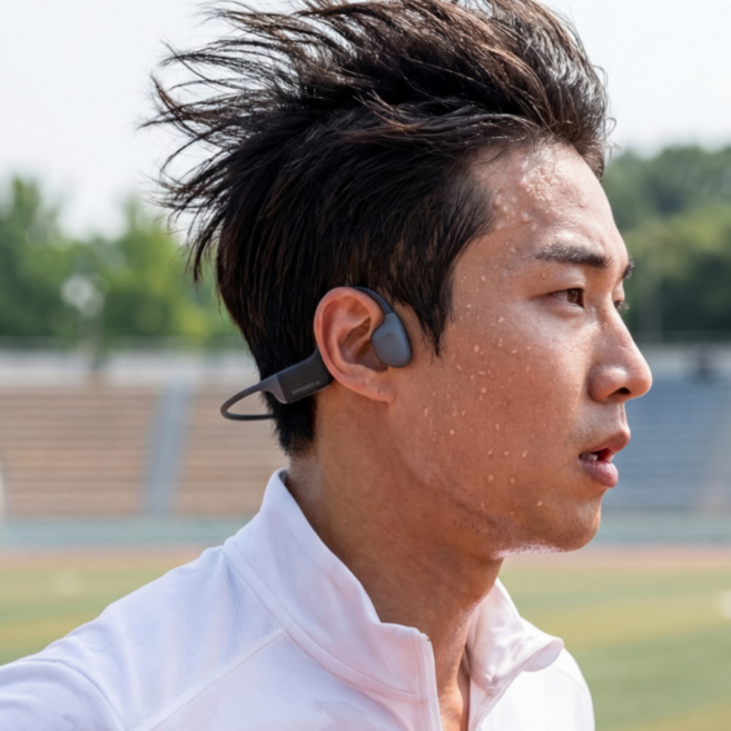 재피렉스 블루투스 골전도 무선 이어폰 수영 자전거 러닝 운동용 오픈형 안티바이브, 블랙 그레이, ZR-R1