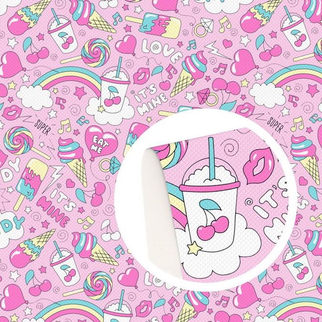 식품 주스 커피 비스킷 케이크 인쇄 합성 인조 가죽 시트 DIY 활 공예 선물 장식 비닐 20x33cm, 1155576