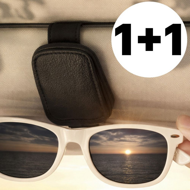 블루빈 차량 선바이저 안경 선글라스 거치 클립, 1세트, 블랙