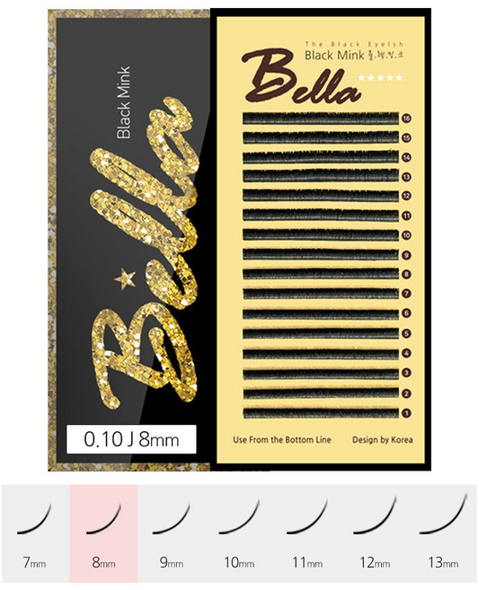 벨라 천연밍크 연장 속눈썹 프리미엄 원사 셀프 샵전용 국가자격증, 1개, 0.10 J 8mm