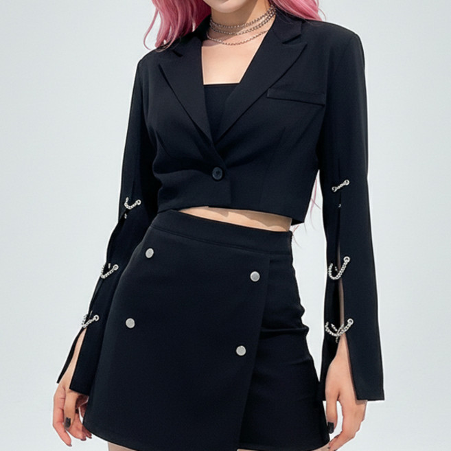 뱅크 소매 체인 크롭 자켓