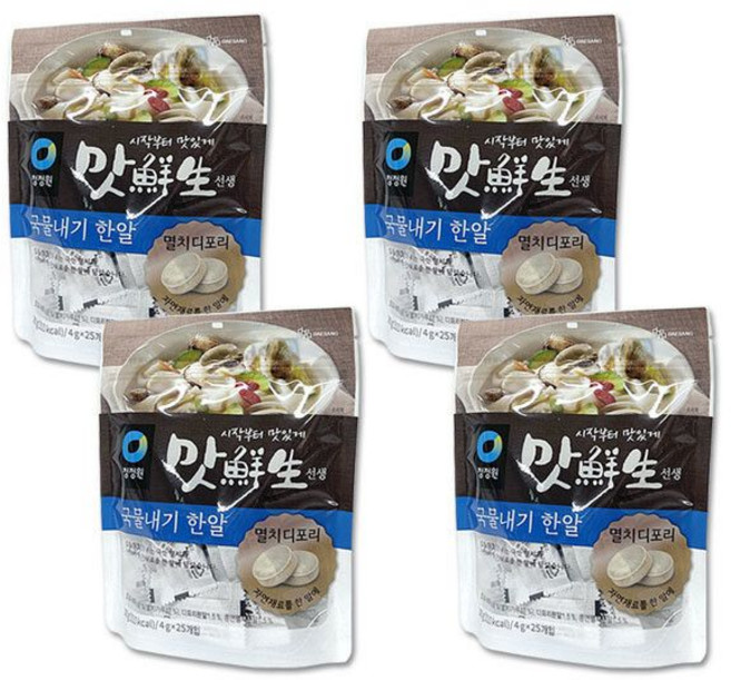 청정원 맛선생 멸치디포리 코인 육수 국물내기한알 국물육수 100g x 4개, 청정원 맛선생 멸치디포리 코인 육수 국물내기한알 국물육