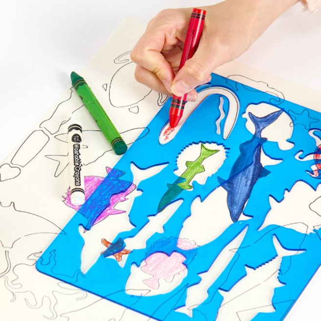 kb 유아미술재료 아트스쿨 다양한 테마 스텐실자 6종 (2823) (색상랜덤)