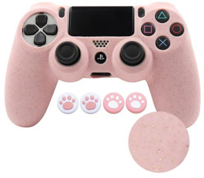 신제품 핑크 소프트 실리콘 보호 케이스 PS4 컨트롤러 스킨 게임 패드 케이스 커버 비디오 게임 액세서리 PS4 조이스틱 케이스, For PS4 Glitter, 한개옵션1