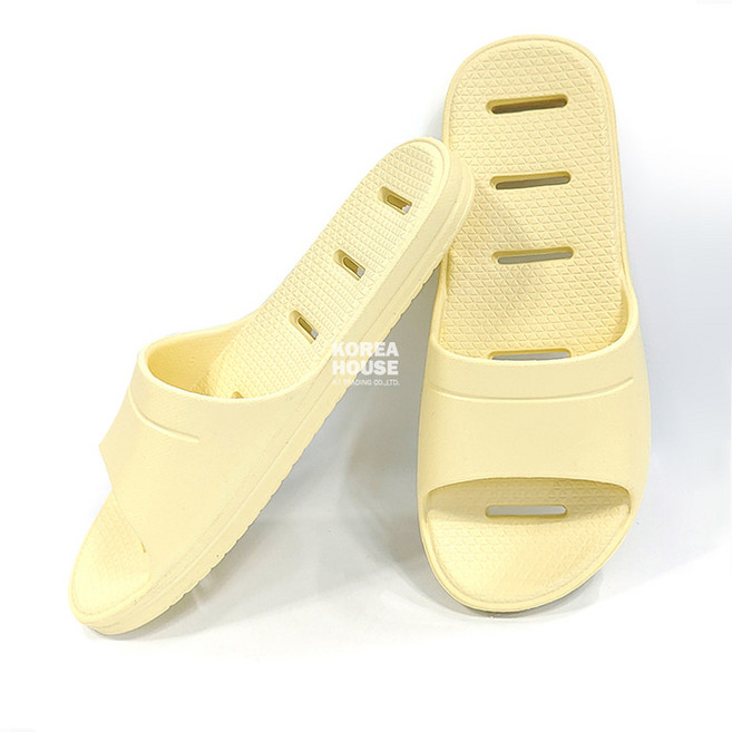 국산 프리미엄 말랑말랑 낮은욕실화 FREE사이즈 문에 걸리지 않는 욕실화 납작 EVA슬리퍼, 옐로우, 1개