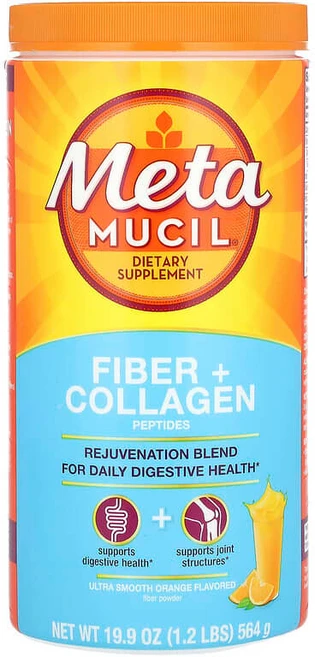 Metamucil 섬유소 + 콜라겐 펩타이드 울트라 스무스 오렌지 564g(1.2lb) MML-60542, Metamucil (메타무실) Metamucil, 섬유, 1개 - 쿠팡