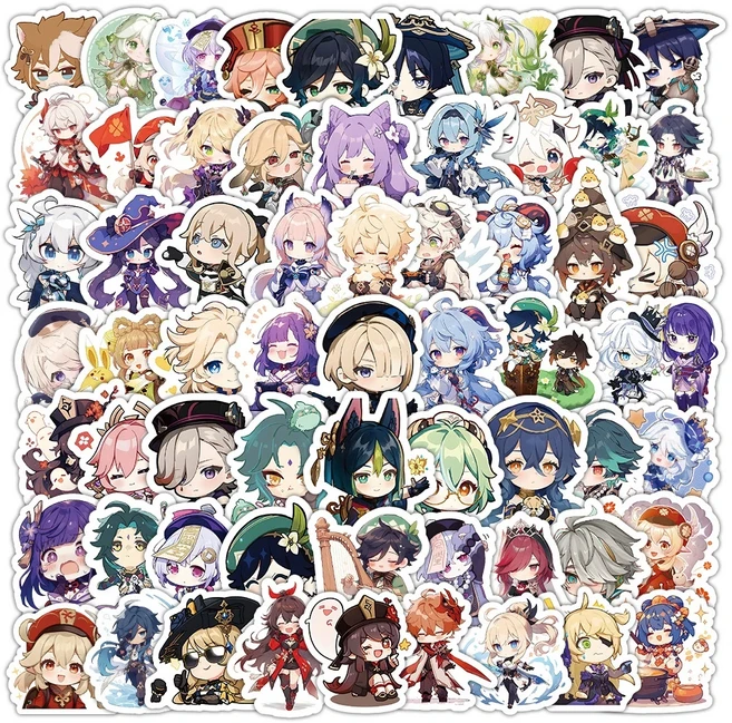 10/30/50/100pcs Kawaii Genshin Impact 만화 스티커 애니메이션 게임 데칼 가방 Scrapbooking 노트북 낙서, 01 10PCS