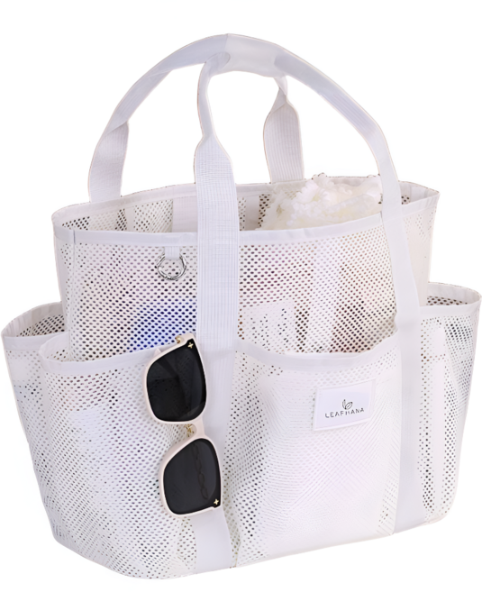 리프하나 멀티포켓 메쉬 수영가방 대형, 화이트