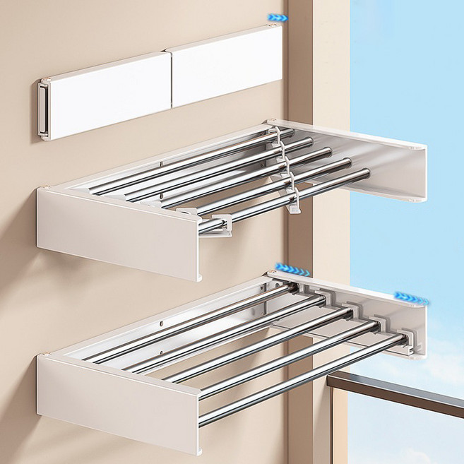 LA DERIVE 벽걸이 건조대 화장실 베란다 접이식 건조대 슬림 미니 건조대, 흰색