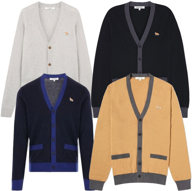 메종키츠네 베이비 폭스 패치 레귤러 남여공용 배색 가디건