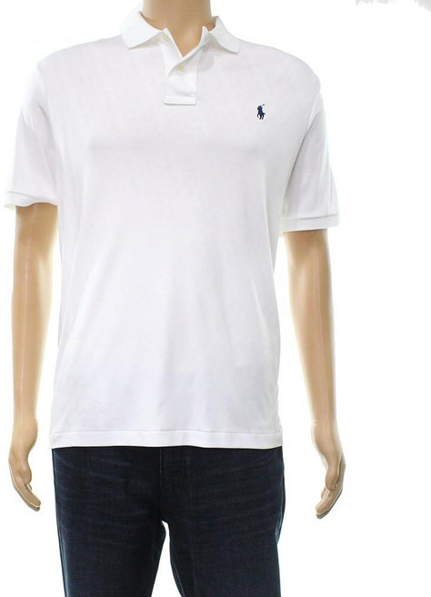 Ralph Lauren Polo 남성용 클래식핏 메쉬 포니 로고 폴로 셔츠 화이트 L