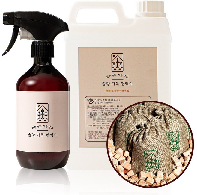 솔향 가득 편백수 천연 피톤치드 스프레이 2L+ 500ml + 편백큐브 2개 사은품 증정, 1개, 2L