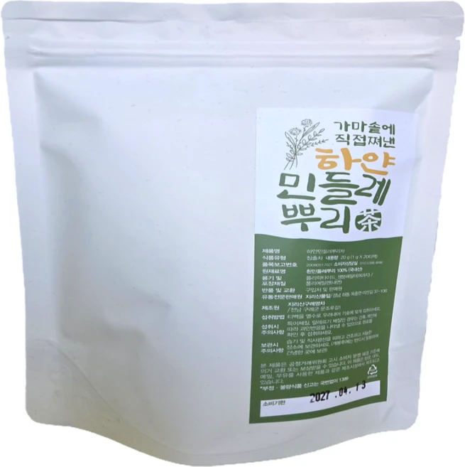 [ 지리산 풀잎 ] 가마솥에 한 번 더 볶은 100% 흰민들레 뿌리차, 20g x 20티백, 1g, 1개, 20개입 - 쿠팡