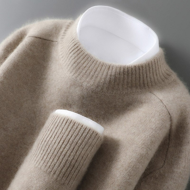 商務休閒加厚羊絨內搭半高領純羊毛衫針織打底衫上衣寬鬆男士毛衣