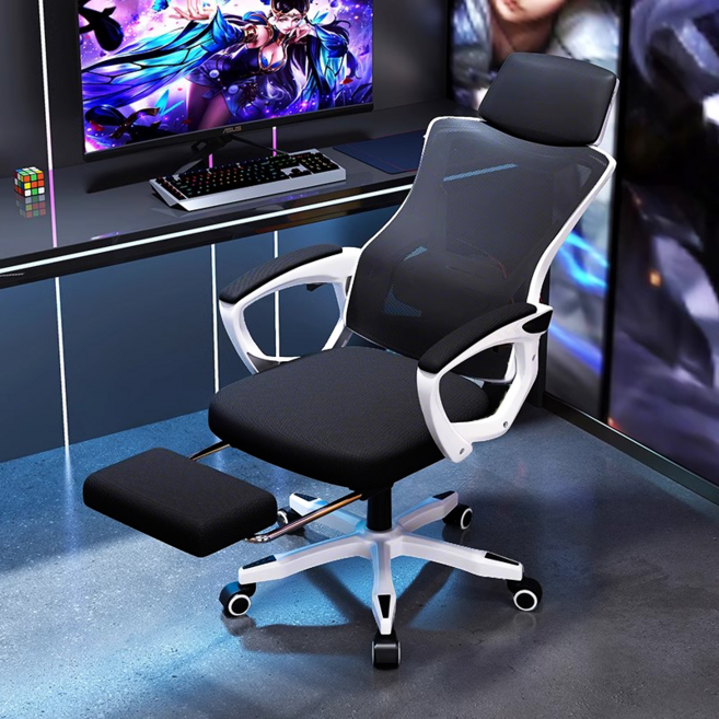 게이밍의자 컴퓨터 공부 사무용 메쉬의자 (리프트 시트), 화이트+블랙