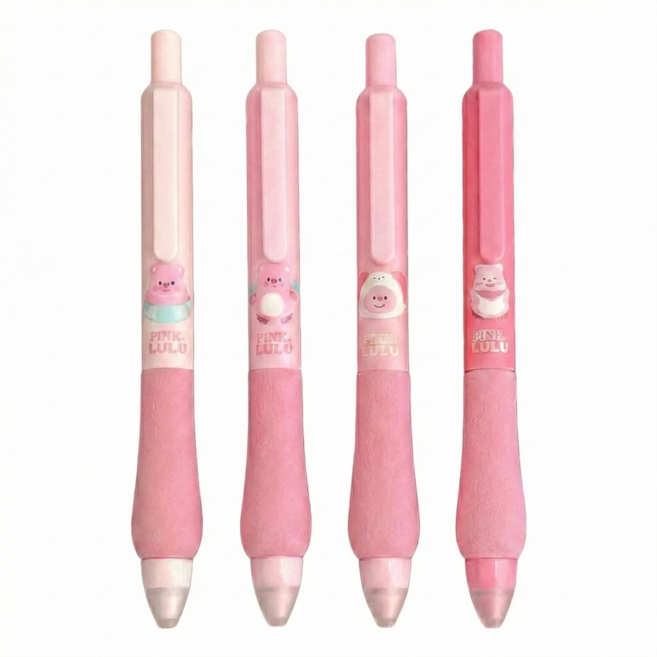 노이리 지워지는 캐릭터 볼펜 흑색 0.5mm, 1세트, 핑크 루루