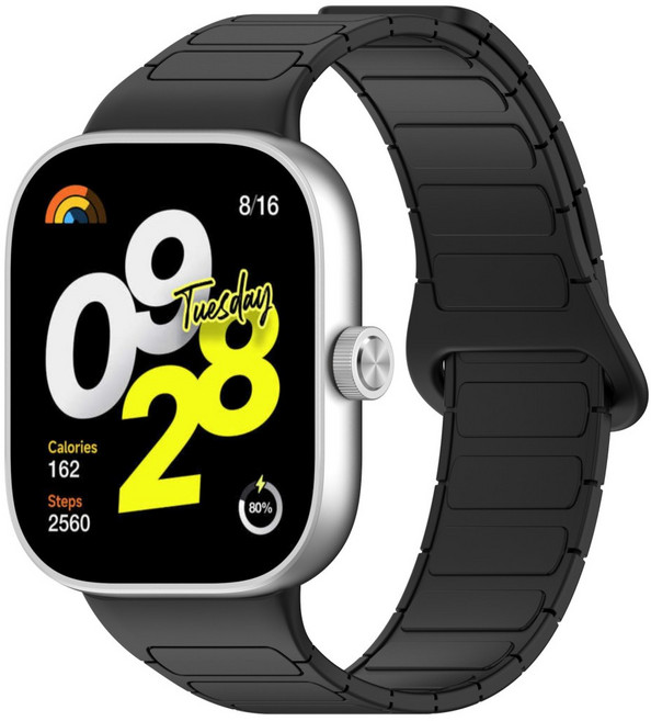 샤오미 워치 8/9 프로/홍미 4/5/6 호환 투톤 실리콘 마그네틱 밴드-일체형 헤드 커넥터 없이 깔끔, 1개, 4# 블랙