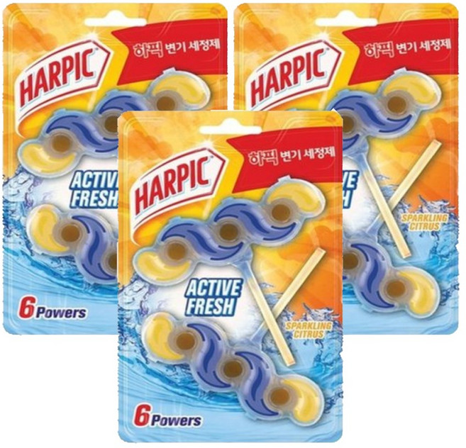 변기세정제 이지오프뱅 하픽 액티브 프레쉬 스파클링 시트러스 듀오 35g 2개입 3개