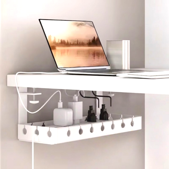 모브텐 전선정리 안전 멀티탭 정리함, 화이트, 1개