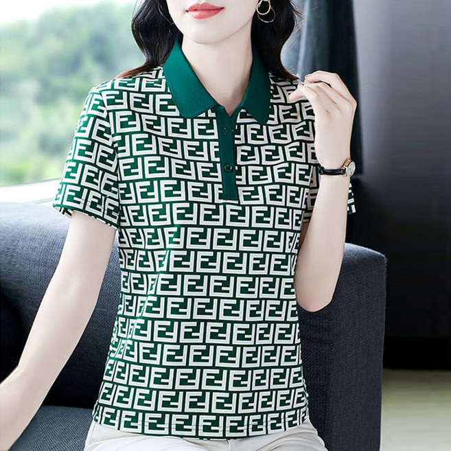 NEW 예쁜 여성 골프 폴로 티셔츠 카라 반팔 여름 루즈핏 쿨링티셔츠 여자 티셔츠프린팅 풀오버 골프 상의 컴포트 원단