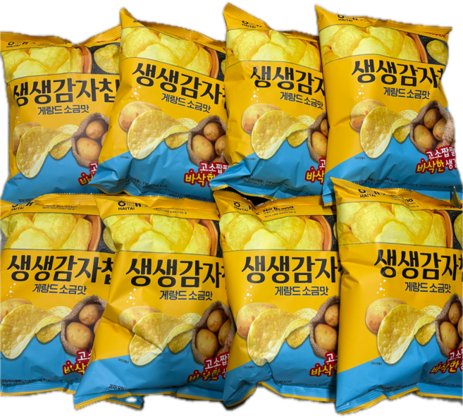 노브랜드 X 해태 가루비 생생감자칩 게랑드소금맛, 8개, 110g