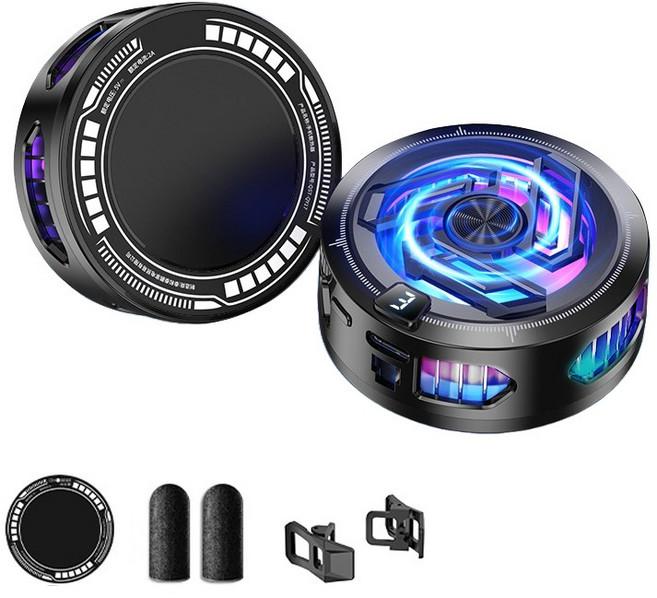 스마트폰 태블릿 쿨러 세트 5세대 펠티어 발열 쿨러 반도체 냉각 맥세이프 클립형 3단계 저소음 마그네틱 폰쿹러, 블랙, 1개